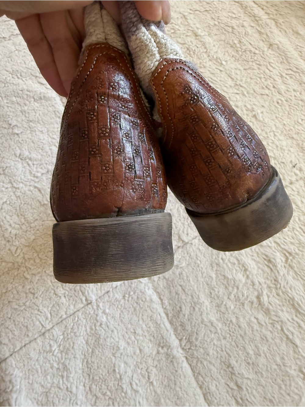 Roper Womens 6.5 Brown Leather Southwestern Aztec Cowboy Boots Boho Western - Picture 7 of 9